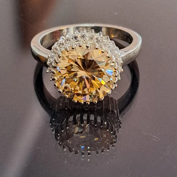 *CERTIFIED* GORGEOUS 5 CT NATURAL CHAMPAGNE HPHT DIAMOND SOLITAIRE RING SIZE 8